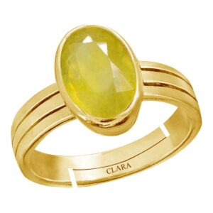 Clara Certified 3.25 to 10.25 ratti or 3 to 9.5 carat Original Yellow Sapphire Pukhraj Gemstone Panchdhatu adjustable Ring for Men & Women