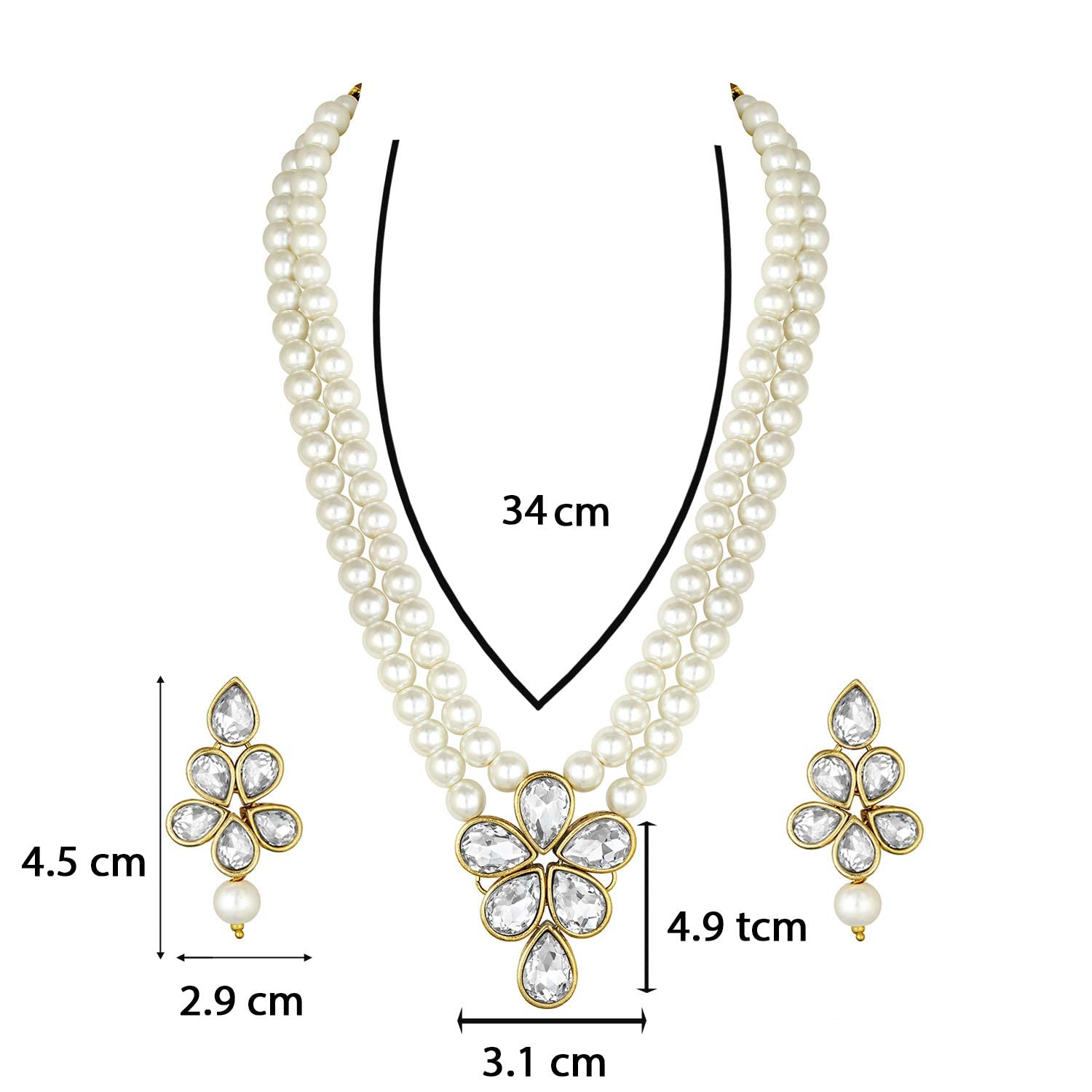 I Jewels Gold Plated Traditional Kundan & Pearl Studded Necklace Jewellery Set For Women (ML311) - Image 7