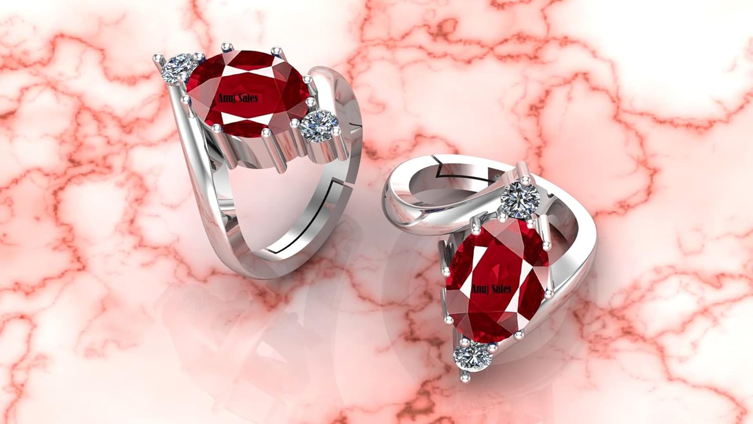 Anuj Sales 10.25 Ratti / 9.25 Carat Ruby (Manik/Manikya/Maneek) Gemstone Panchdhatu White Silver Plated Ring for Astrological Purpose (Lab - Teseted) - Image 4