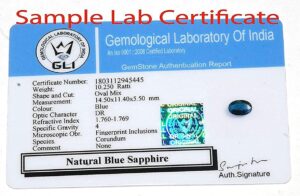 Aanya Gems Blue Sapphire (neelam) 10.25 Ratti Gemstone Original Certified by Reputed Lab for Men & Women with Lab Certificate