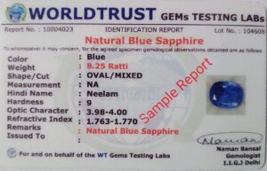 JAGDAMBA GEMS 8.25 Ratti Blue Sapphire Ceylon Mined Neelam Buy Lab Certified