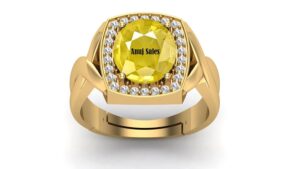 Anuj Sales 3.00 Ratti 2.00 Carat Unheated Untreatet A+ Quality Natural Yellow Sapphire Pukhraj Gemstone Gold Plated Ring for Women's and Men's (Lab Certified)