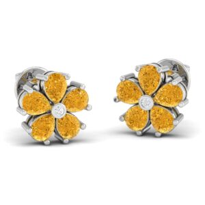 Akshat Sapphire (92.5% purity) Pure Silver Precious Stud Beautiful and Designer Earrings with cubic zirconia (AD) stone for Girls and Women - S10089