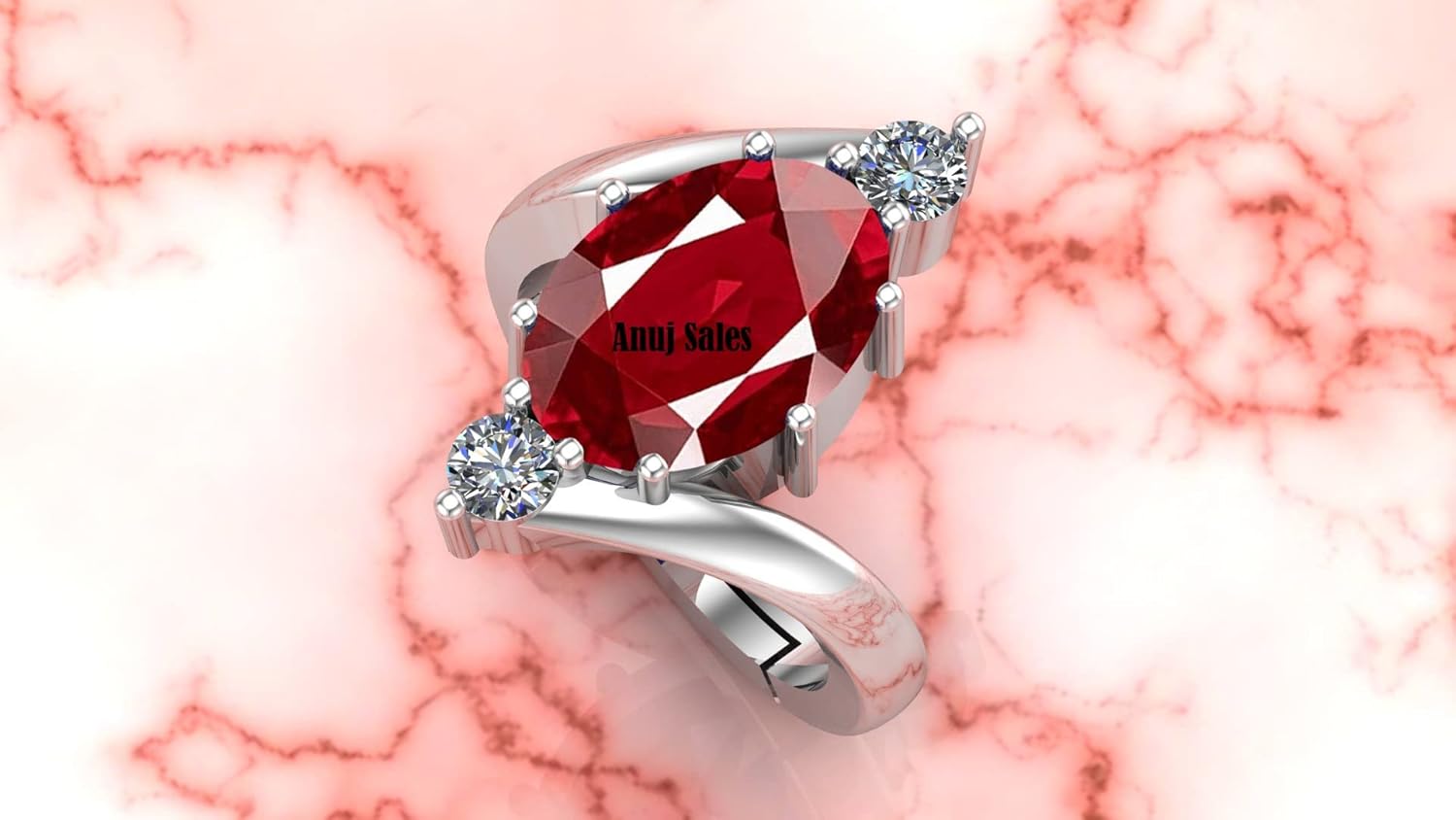 Anuj Sales 10.25 Ratti / 9.25 Carat Ruby (Manik/Manikya/Maneek) Gemstone Panchdhatu White Silver Plated Ring for Astrological Purpose (Lab - Teseted) - Image 3