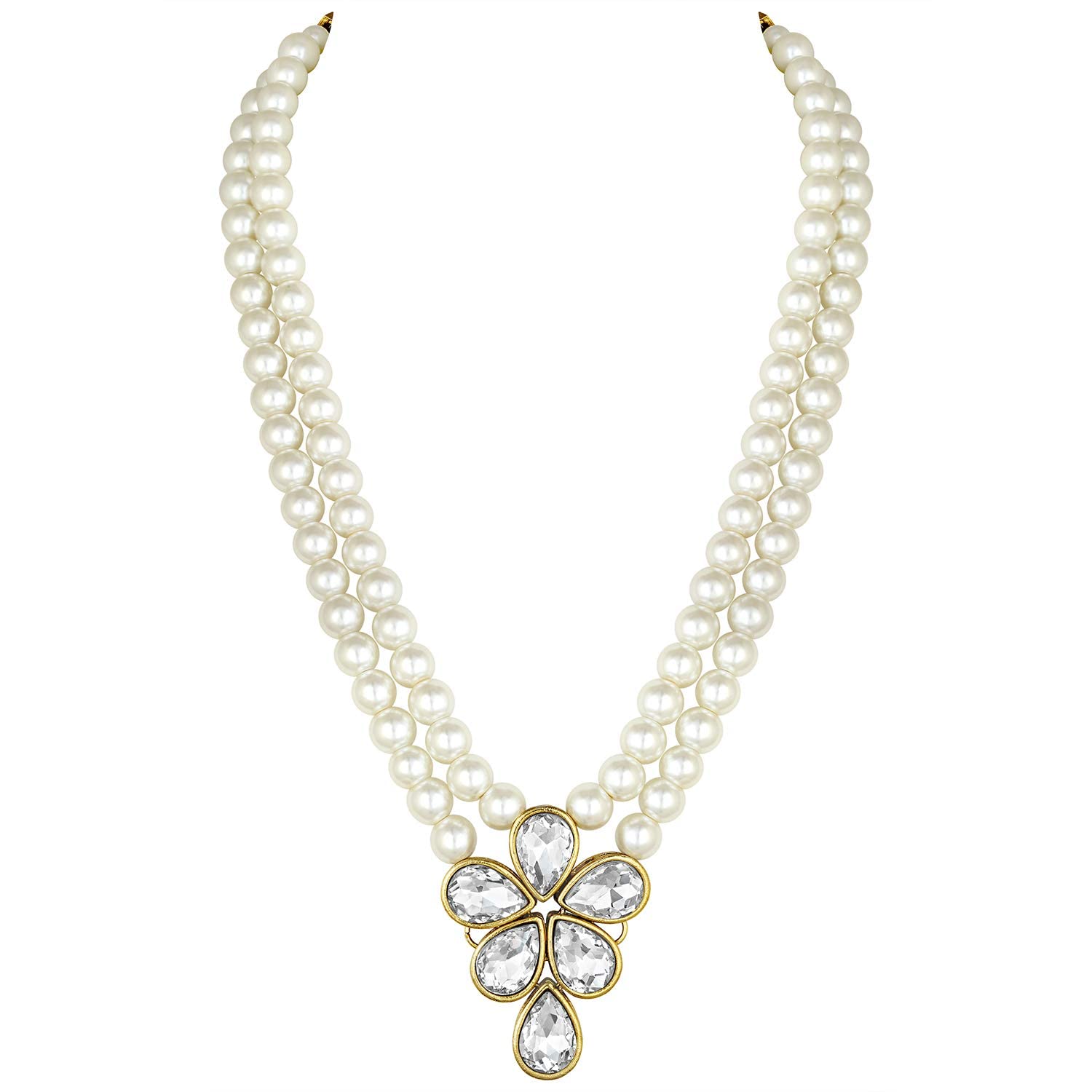 I Jewels Gold Plated Traditional Kundan & Pearl Studded Necklace Jewellery Set For Women (ML311) - Image 5