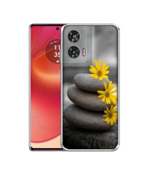 Casotec Stones and Flower Design Printed Silicon Soft TPU Back Case Cover for Motorola Moto G85 5G