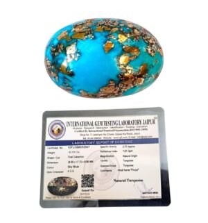 IGL Natural Firoza Turquoise Beautiful Pure Lab Certified Firoza/Feroza Gem approx 42.93 Carat Beautiful Exclusive Gemstone for Peace, Protection Name and Fame for Men and Women