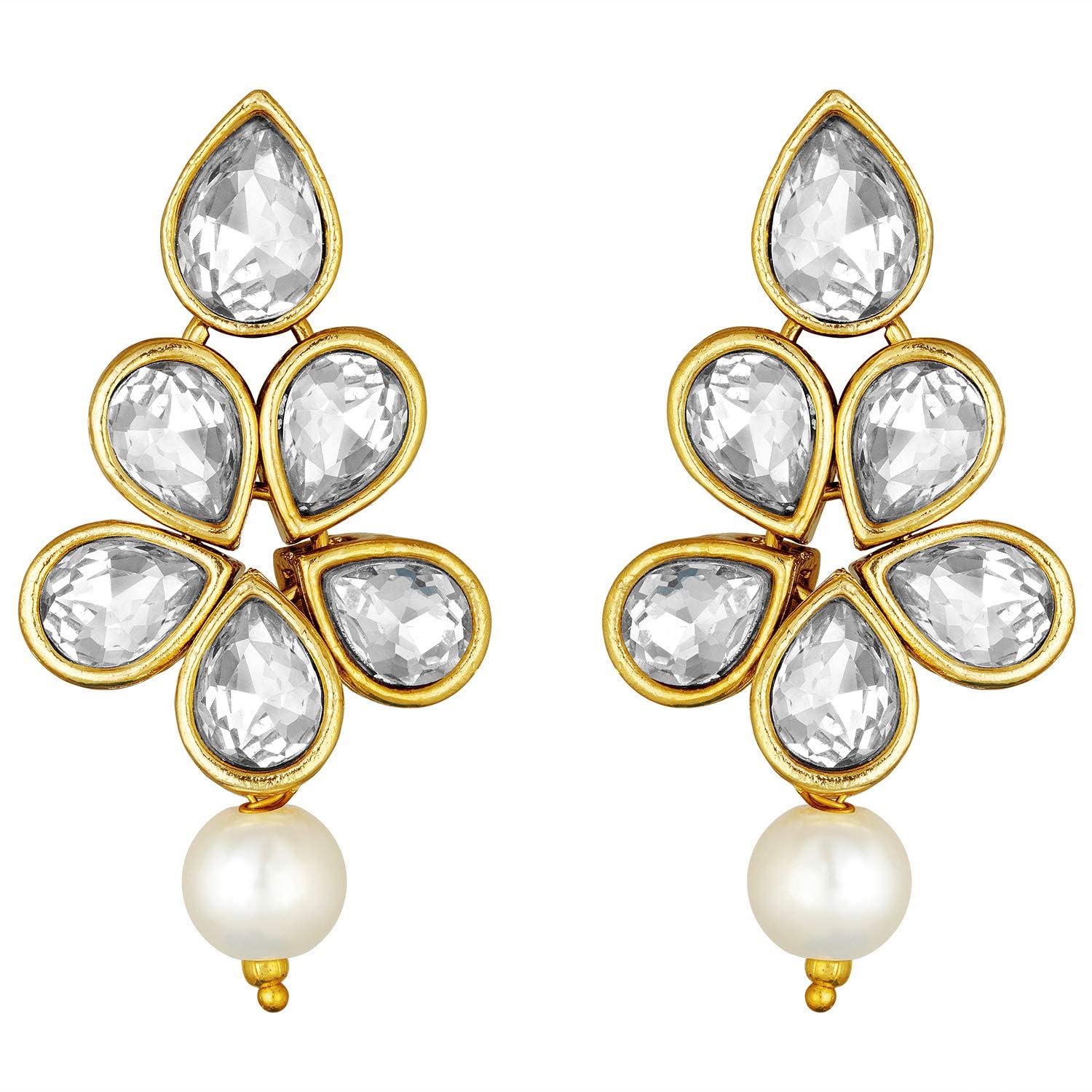 I Jewels Gold Plated Traditional Kundan & Pearl Studded Necklace Jewellery Set For Women (ML311) - Image 6