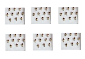 OJ Golden Square Shape 2 line Moti Stone Bindi Kumkum Sindoor Bindiya Tika Tilak Sticker Bridal Bindis for Wedding Occasional Girls & Womens-Size 4 Pack of 6