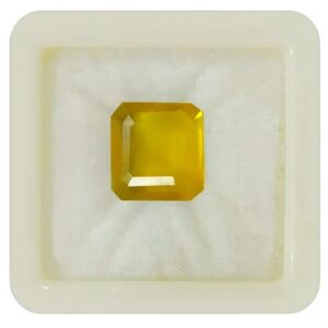 Arsuvi Natural & Original Pukhraj 9.25 Ratti Square Shape Lab Tested Certified AAAA+ Genuine Unheated Gemstone Ring Cultured Pokhraj/Pokharaj Yellow Sapphire Stone Astrological Purpose for Men & Women