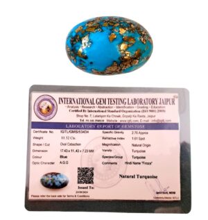 Real Original Firoza Turquoise Gemstone for Men and Women – Oval Shaped for Ring and Pendant Premium Turquoise Jewellery - The Stone of Compassion and Success 11.32 Carat