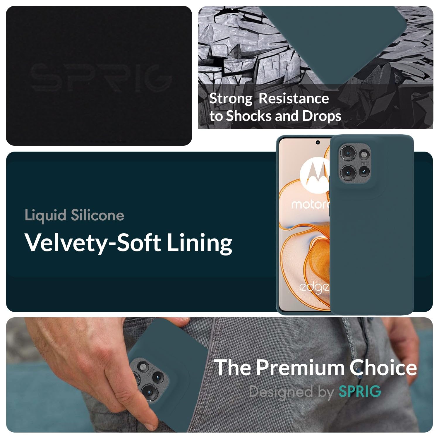 SPRIG Compatible with Moto Edge 50 5G Premium Liquid Silicone Back Cover Drop Tested Shock Proof Mobile Case for Men,Women,Boys and Girls with Camera Protection (Stone Blue) - Image 2