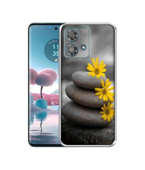Casotec Stones and Flower Design Printed Silicon Soft TPU Back Case Cover for Motorola Moto Edge 40 Neo 5G